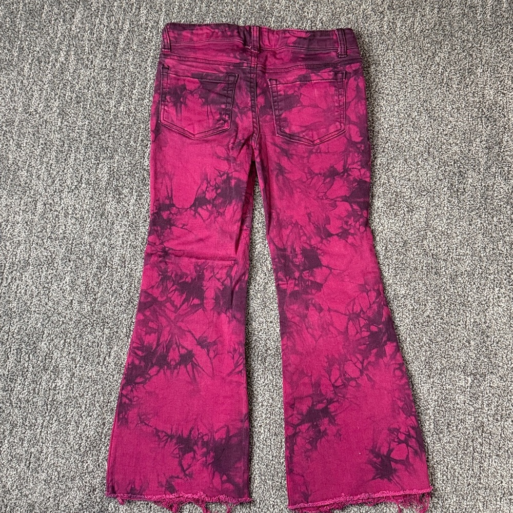 Pink and Black Tie-Dye Flare Jeans